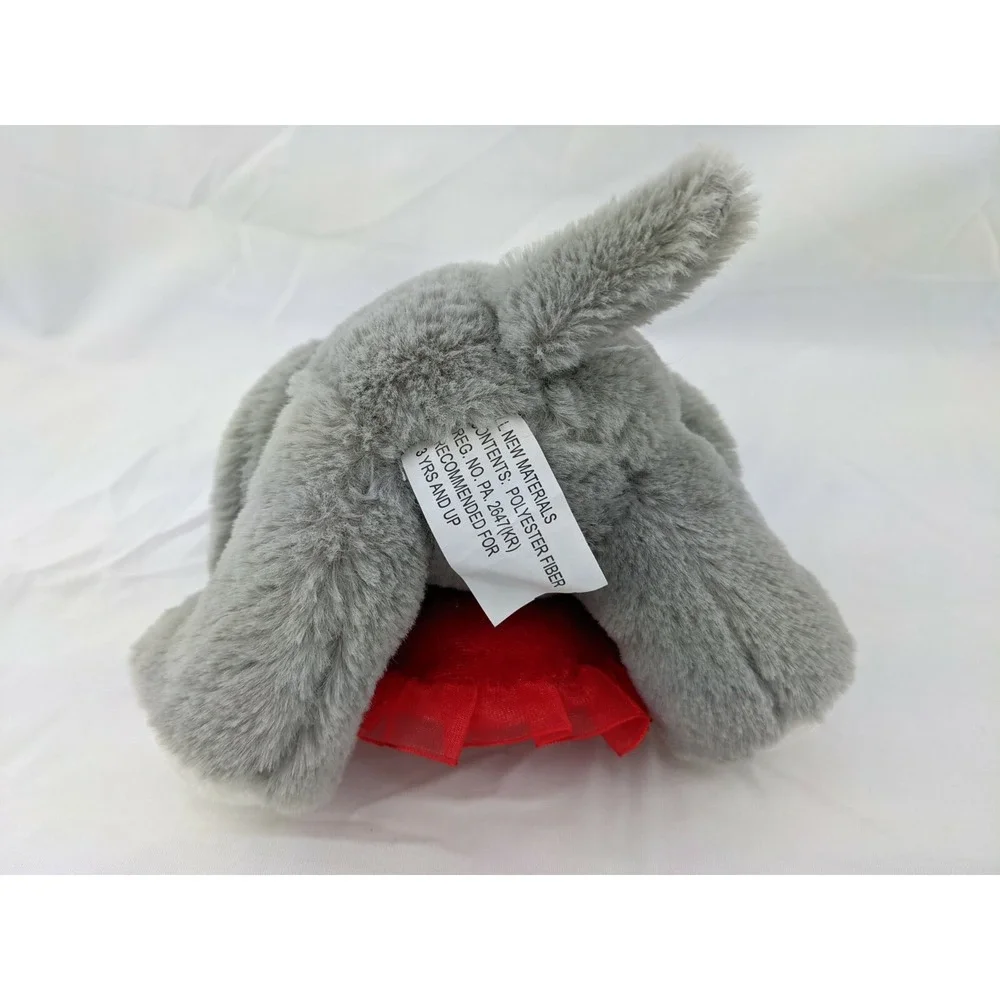 Gray Elephant Plush 7 Inch Jungle‎ Love Heart Pillow Red Inter-American Products